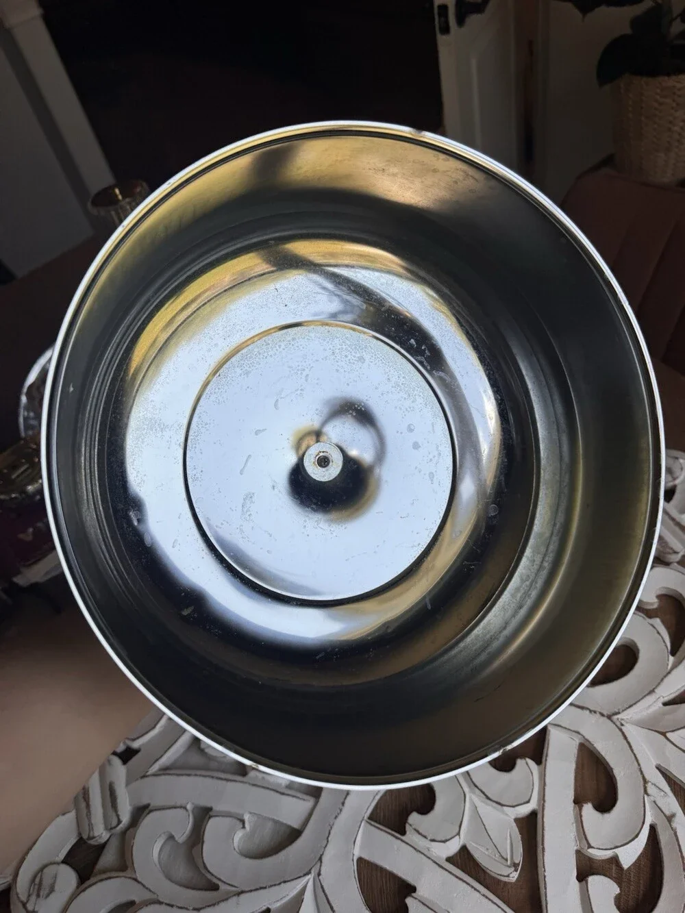 Vintage Kromex Chrome Brass Handles Cake Cover